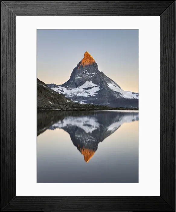 Framed Print : Matterhorn reflected in Riffelsee Lake at dawn (Zermatt, Canton of Valais, Visp Framed Print : Matterhorn reflected in Riffelsee Lake at dawn (Zermatt, Canton of Valais, Visp