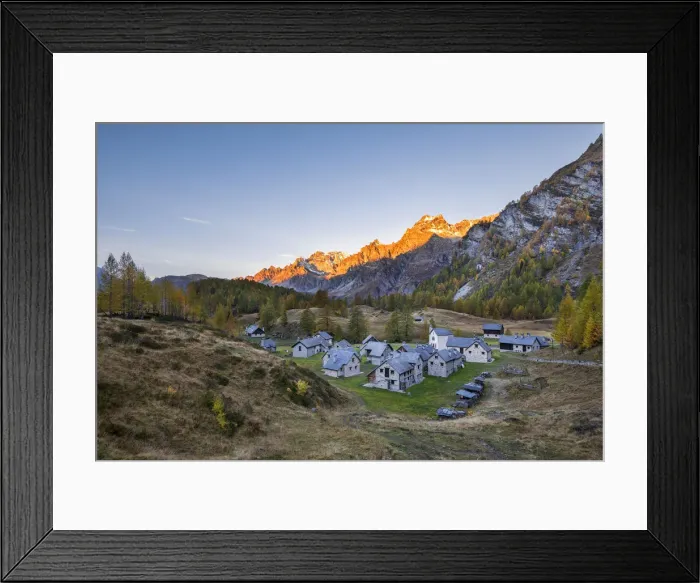 Framed Print : The Alp Crampilo at dawn in autumn season, Alpe Veglia and Alpe Devero Natural Park