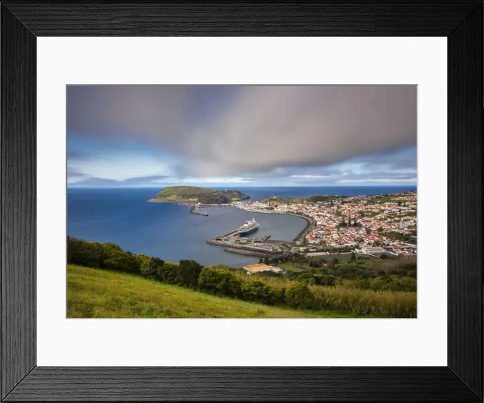 Framed Print : Elevated point of view on the port of Velas, Velas, Sao Jorge, Azores, Portugal Framed Print : Elevated point of view on the port of Velas, Velas, Sao Jorge, Azores, Portugal