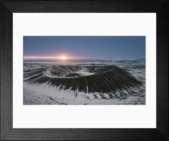 Framed Print : Hverfjall crater at sunrise, Reykjahlið, Norðurland eystra, Iceland, Northern Europe