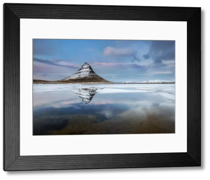 Framed Print : Reflection of Kirkjufell, Grundarfjorður, Snaefellsnes peninsula, Vesturland region, Iceland, Northern Europe Framed Print : Reflection of Kirkjufell, Grundarfjorður, Snaefellsnes peninsula, Vesturland region, Iceland, Northern Europe