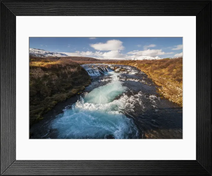 Framed Print : Bruararfoss waterfall at sunrise, Brekkuskogur, Suðurland, Iceland, Northern europe Framed Print : Bruararfoss waterfall at sunrise, Brekkuskogur, Suðurland, Iceland, Northern europe