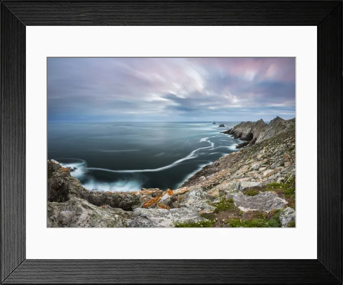 Framed Print : Sunset at Pointe du Raz, Plogoff, Finistare, Brittany, France, Western Europe
