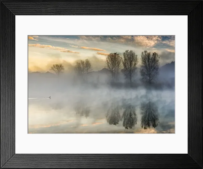 Framed Print : Reflections on Adda river at dawn, Lecco Province, Lombardy, Italy Framed Print : Reflections on Adda river at dawn, Lecco Province, Lombardy, Italy