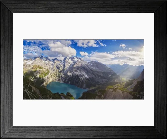 Framed Print : Panoramic view on Lake Oeschinensee Bernese Oberland Kandersteg Canton of Bern Framed Print : Panoramic view on Lake Oeschinensee Bernese Oberland Kandersteg Canton of Bern