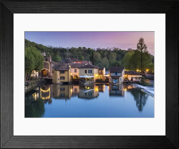 Framed Print : View of the medieval town of Borghetto sul Mincio at sunset Framed Print : View of the medieval town of Borghetto sul Mincio at sunset