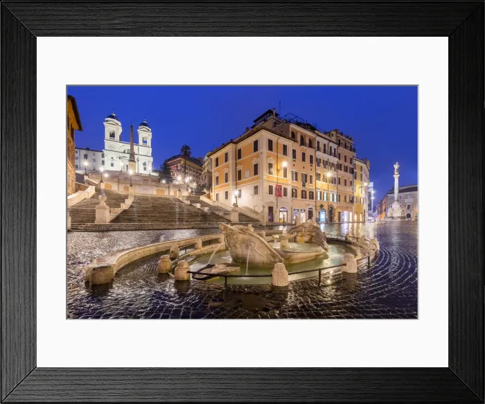 Framed Print : View of Spanish Square, the fountain of the Barcaccia, the Spanish steps Framed Print : View of Spanish Square, the fountain of the Barcaccia, the Spanish steps