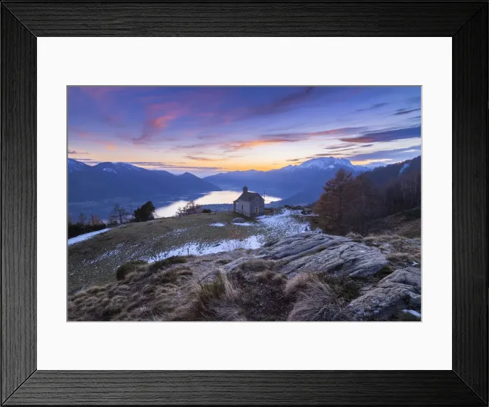 Framed Print : View of the stone church of Monti di Lego, overlooking Lago Maggiore, Ascona and Locarno Framed Print : View of the stone church of Monti di Lego, overlooking Lago Maggiore, Ascona and Locarno