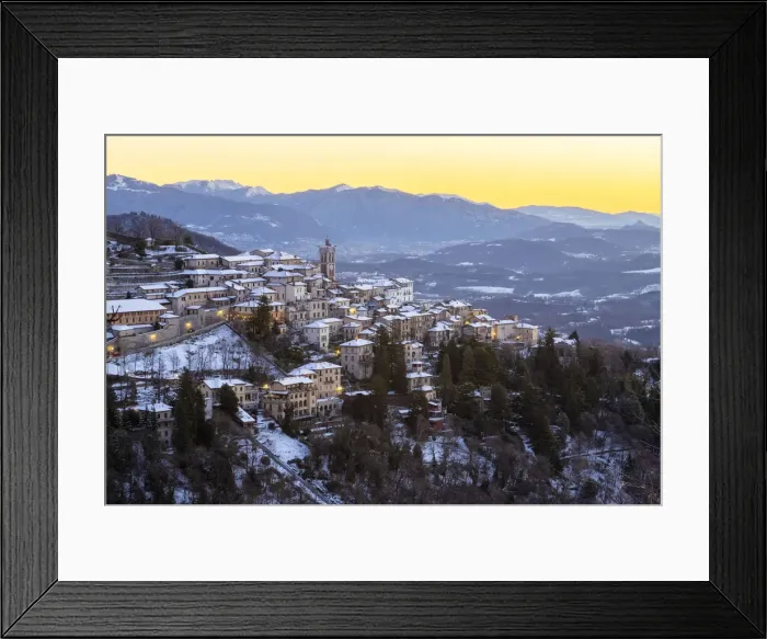 Framed Print : Morning view of the town of Santa Maria del Monte after a snowfall in winter from Framed Print : Morning view of the town of Santa Maria del Monte after a snowfall in winter from