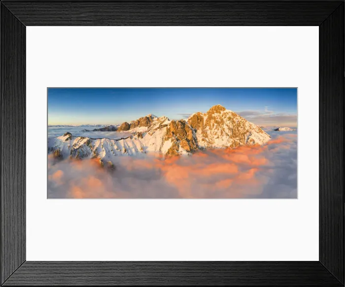 Framed Print : Aerial view of Grigne group at sunset on a foggy day, Lecco province, Lombardy, Italy Framed Print : Aerial view of Grigne group at sunset on a foggy day, Lecco province, Lombardy, Italy