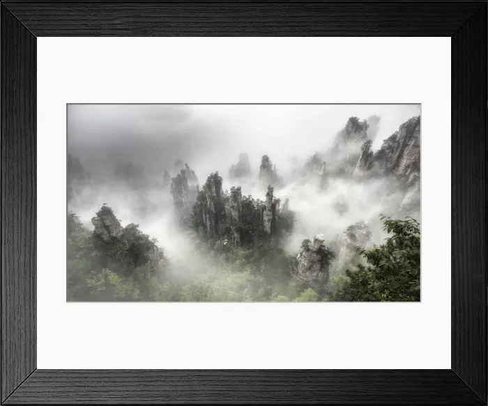 Framed Print : Tianzi mountain in the mist at sunrise, Zhangjiajie national forest park, Hunan, China Framed Print : Tianzi mountain in the mist at sunrise, Zhangjiajie national forest park, Hunan, China