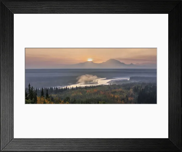 Framed Print : Copper river at sunrise, near copper center, Alaska