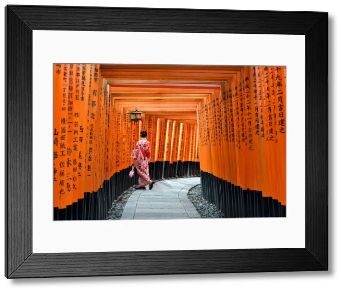 Framed Print : Fushimi Inari shrine, Torii gates, Kyoto, Japan, Asia