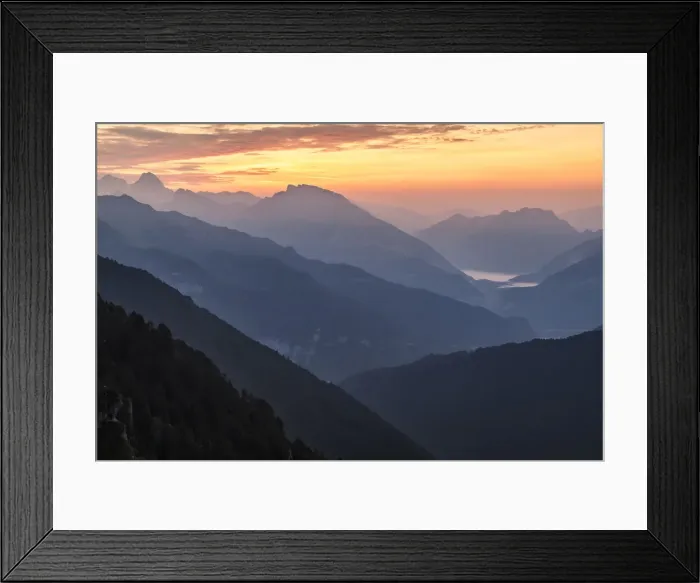 Framed Print : summer sunrise towards the vajont valley, the Friulian Dolomites