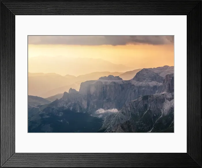 Framed Print : The Sella group seen from Marmolada at sunset, Dolomites, South Tyrol, Italy Framed Print : The Sella group seen from Marmolada at sunset, Dolomites, South Tyrol, Italy