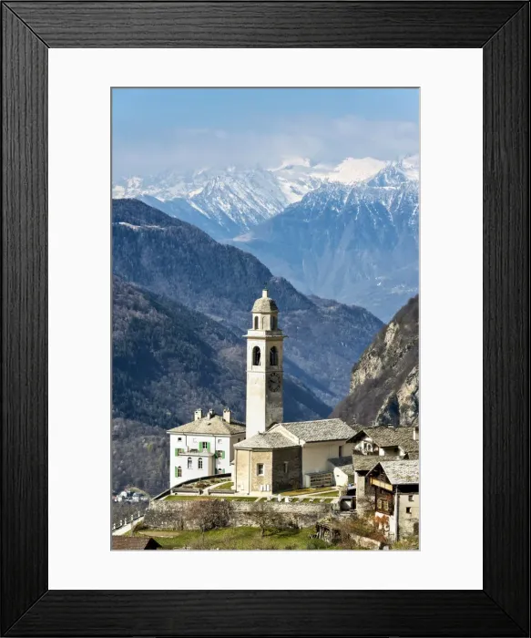 Framed Print : Village of Soglio in Bregaglia valley, Maloja district, Switzerland, Europe Framed Print : Village of Soglio in Bregaglia valley, Maloja district, Switzerland, Europe
