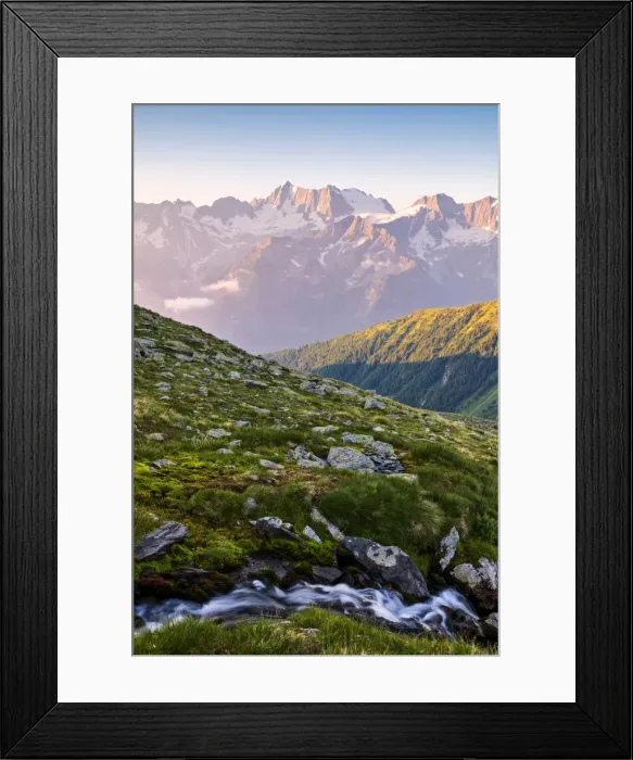 Framed Print : Presanella Group at dawn in Trentino Alto Adige, Italy, Europe Framed Print : Presanella Group at dawn in Trentino Alto Adige, Italy, Europe