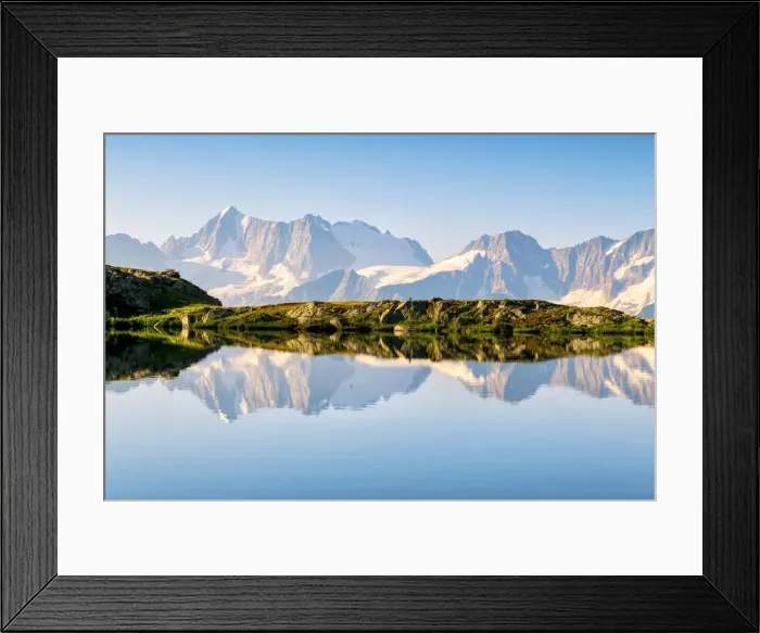 Framed Print : Presanella group in the mirror, dawn from the lakes of Strino, Val di Sole Framed Print : Presanella group in the mirror, dawn from the lakes of Strino, Val di Sole