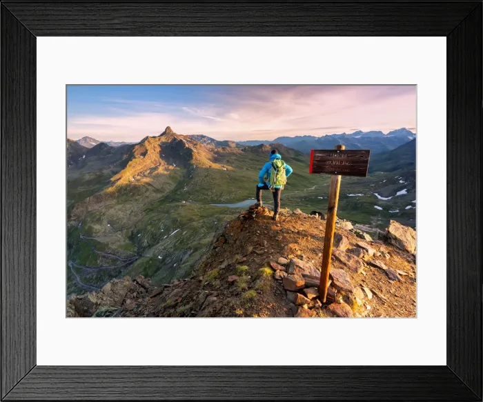 Framed Print : Sunrise from the top of Mount Gaviola, Gavia pass in Lombardy, Italy