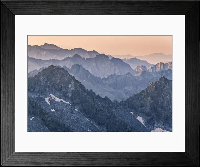 Framed Print : Sunrise in Adamello park from Cima Plem, Brescia province, Lombardy district, Italy Framed Print : Sunrise in Adamello park from Cima Plem, Brescia province, Lombardy district, Italy