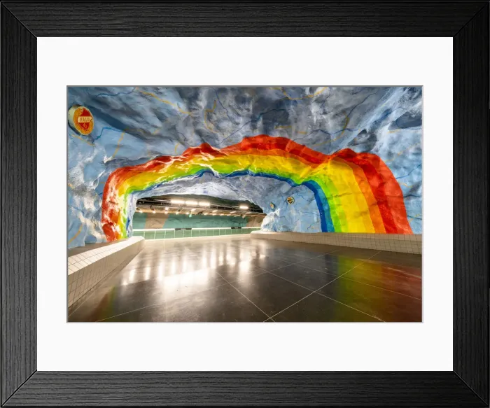 Framed Print : Murals of rainbow on cave walls at Stadion metro station, Stockholm, Sweden Framed Print : Murals of rainbow on cave walls at Stadion metro station, Stockholm, Sweden