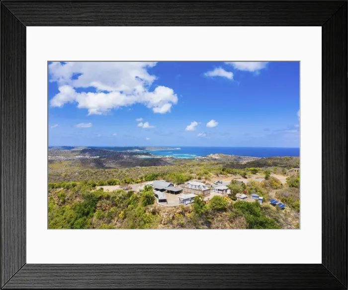 Framed Print : Aerial view of the Shirley Heights belvedere on hilltop, Antigua, Antigua and Barbuda Framed Print : Aerial view of the Shirley Heights belvedere on hilltop, Antigua, Antigua and Barbuda