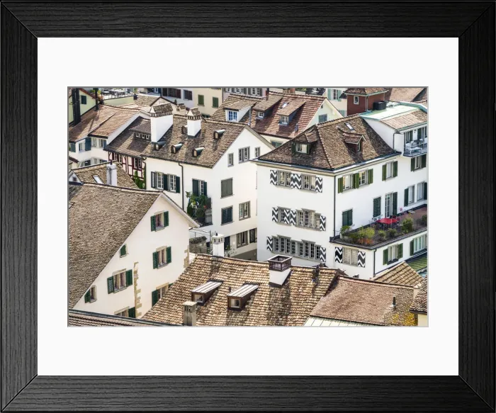 Framed Print : Houses and rooftops of the city centre, Zurich, Switzerland Framed Print : Houses and rooftops of the city centre, Zurich, Switzerland