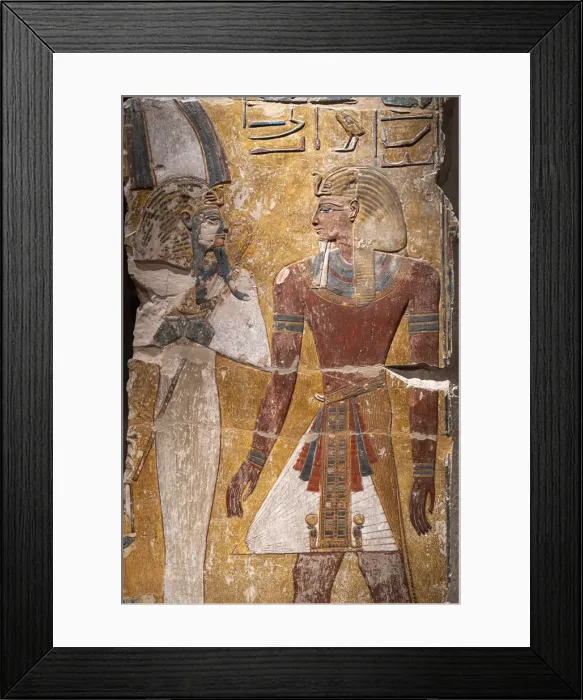 Framed Print : Relief of Pharaoh Seti in front of the God Osiris, Neues Museum, New Museum Framed Print : Relief of Pharaoh Seti in front of the God Osiris, Neues Museum, New Museum