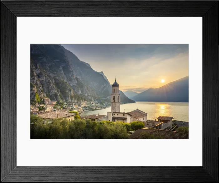 Framed Print : Limone del Garda village with historic lemon houses on Garda Lake Framed Print : Limone del Garda village with historic lemon houses on Garda Lake