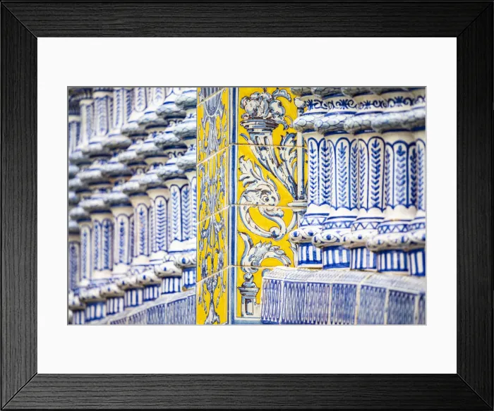 Framed Print : Details of Plaza de Espana azulejos. Seville, Andalucia, Spain Framed Print : Details of Plaza de Espana azulejos. Seville, Andalucia, Spain