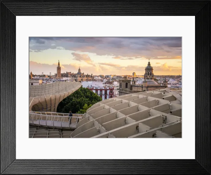 Framed Print : High view of Seville from Metropol Parasol public walking sculpture
