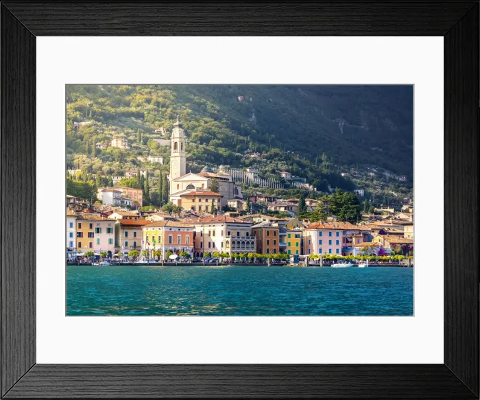 Framed Print : Gargnano, a small and colorful village on Garda Lake coast
