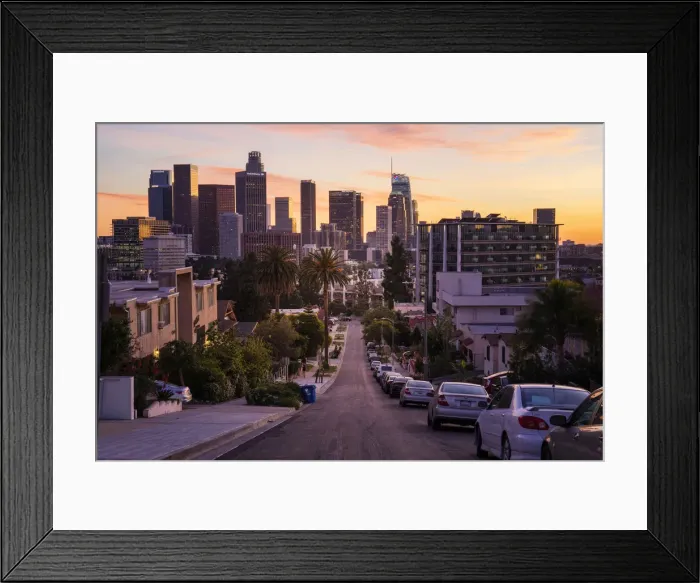 Framed Print : Los Angeles Downtown at sunset as seen from Figueroa District Framed Print : Los Angeles Downtown at sunset as seen from Figueroa District