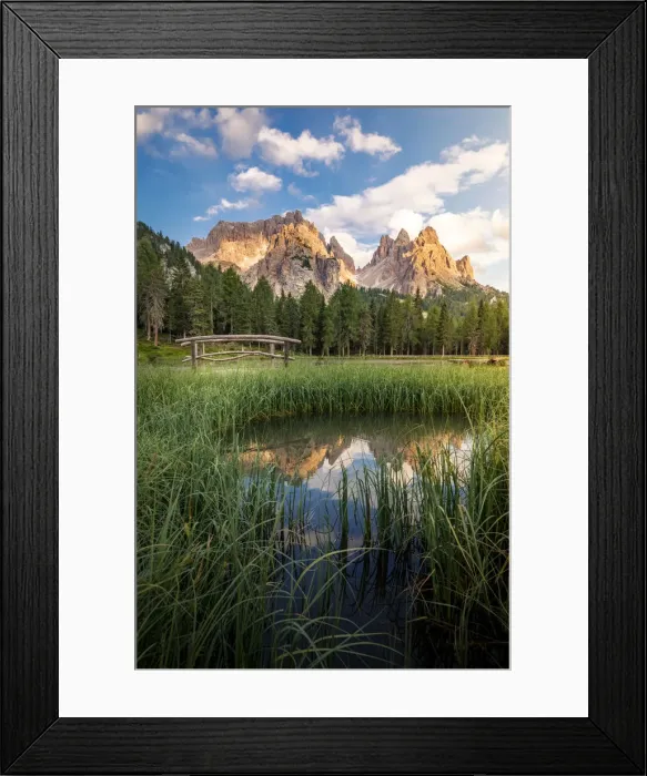 Framed Print : Cadini di Misurina mnountain group reflecting on Antorno Lake, Belluno Province Framed Print : Cadini di Misurina mnountain group reflecting on Antorno Lake, Belluno Province