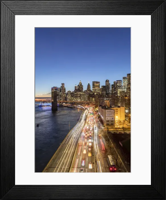 Framed Print : A view of New York city and Brooklyn bridge from Manhattan Bridge Framed Print : A view of New York city and Brooklyn bridge from Manhattan Bridge