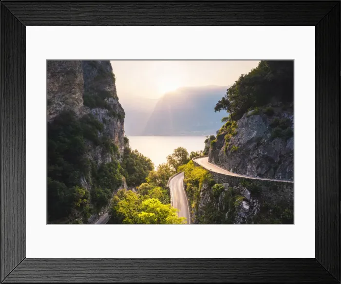 Framed Print : Sunrise over SS 45 bis Gardesana Occidentale and strada della Forra Framed Print : Sunrise over SS 45 bis Gardesana Occidentale and strada della Forra