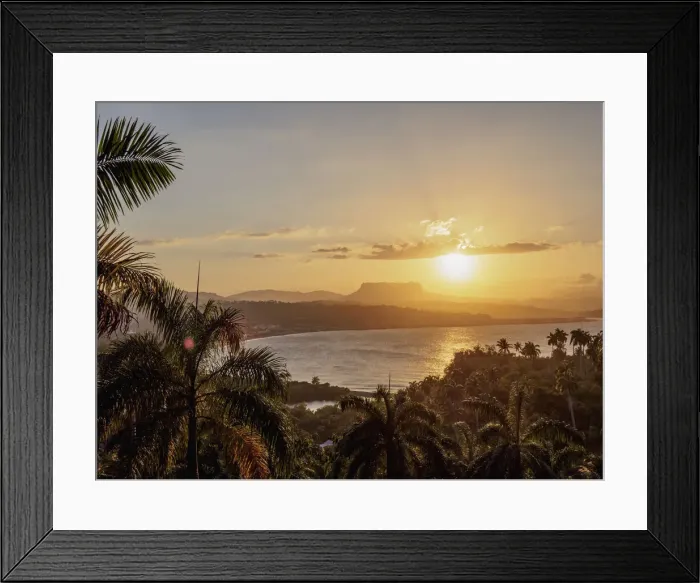 Framed Print : View over Bahia de Miel towards city and El Yunque Mountain, sunset, Baracoa Framed Print : View over Bahia de Miel towards city and El Yunque Mountain, sunset, Baracoa