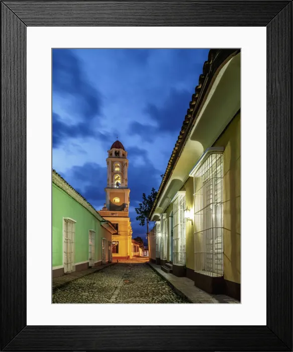Framed Print : San Francisco Convent Church Tower at dusk, Trinidad, Sancti Spiritus Province, Cuba