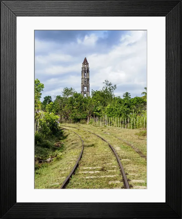 Framed Print : Railroad tracks and Manaca Iznaga Tower, Valle de los Ingenios, Sancti Spiritus Province Framed Print : Railroad tracks and Manaca Iznaga Tower, Valle de los Ingenios, Sancti Spiritus Province