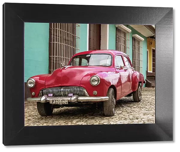 Vintage car on a cobbled street of Trinidad, Sancti Spiritus Province, Cuba