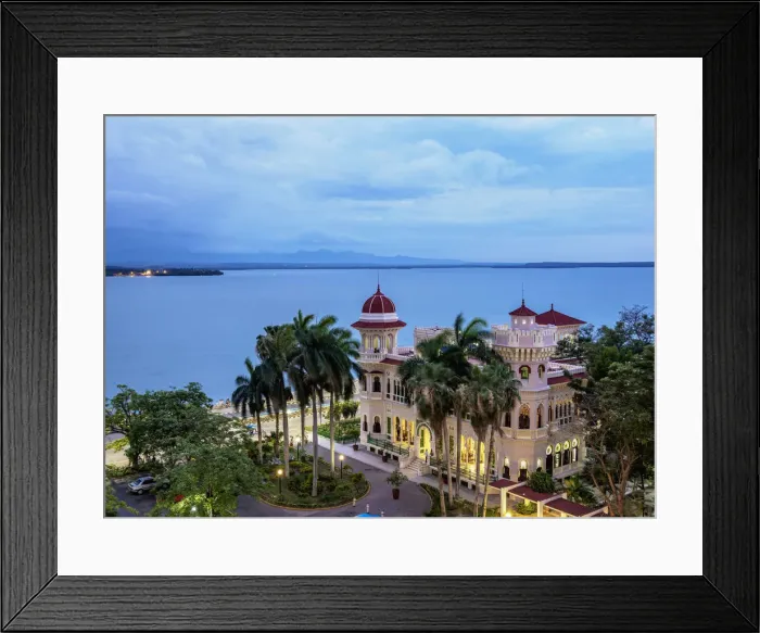 Framed Print : Palacio de Valle at dusk, elevated view, Cienfuegos, Cienfuegos Province, Cuba Framed Print : Palacio de Valle at dusk, elevated view, Cienfuegos, Cienfuegos Province, Cuba