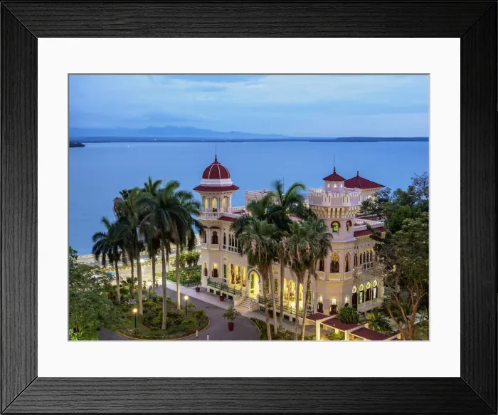 Framed Print : Palacio de Valle at dusk, elevated view, Cienfuegos, Cienfuegos Province, Cuba Framed Print : Palacio de Valle at dusk, elevated view, Cienfuegos, Cienfuegos Province, Cuba