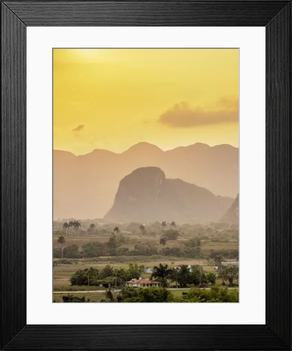 Framed Print : Vinales Valley at sunset, elevated view, UNESCO World Heritage Site Framed Print : Vinales Valley at sunset, elevated view, UNESCO World Heritage Site