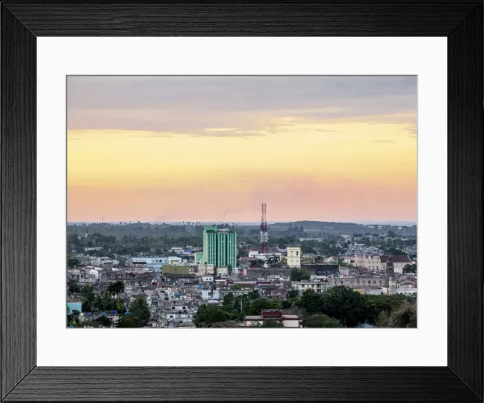 Framed Print : Cityscape at dusk seen from Loma del Capiro, Santa Clara, Villa Clara Province, Cuba Framed Print : Cityscape at dusk seen from Loma del Capiro, Santa Clara, Villa Clara Province, Cuba