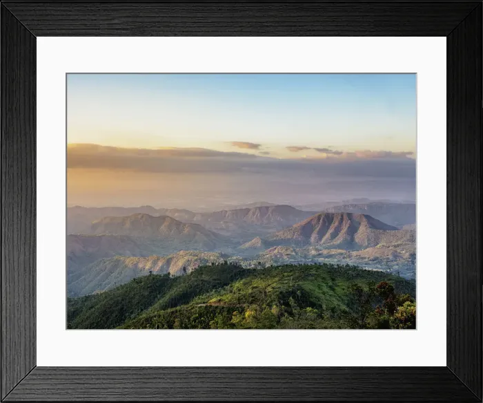 Framed Print : Landscape seen from La Gran Piedra at sunset, Santiago de Cuba Province, Cuba Framed Print : Landscape seen from La Gran Piedra at sunset, Santiago de Cuba Province, Cuba