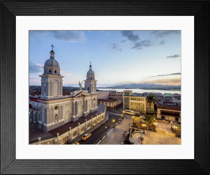 Framed Print : Nuestra Senora de la Asuncion Cathedral at dusk, elevated view, Parque Cespedes Framed Print : Nuestra Senora de la Asuncion Cathedral at dusk, elevated view, Parque Cespedes