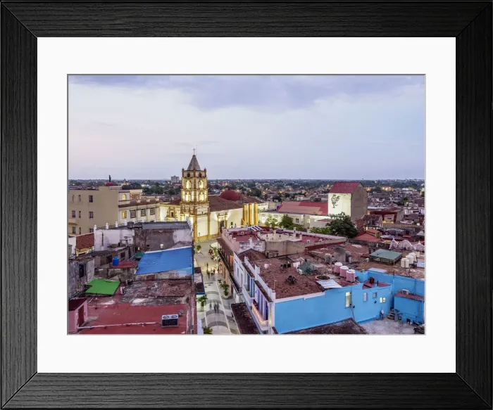 Framed Print : View over Pedestrian Calle Maceo towards Nuestra Senora de la Soledad Church at dusk Framed Print : View over Pedestrian Calle Maceo towards Nuestra Senora de la Soledad Church at dusk