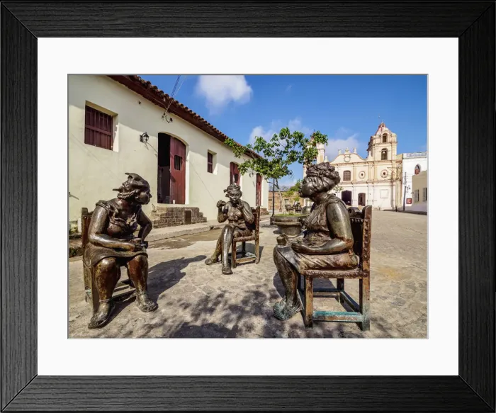 Framed Print : Martha Jimenez Perez Sculptures and Nuestra Senora del Carmen Church, Plaza del Carmen Framed Print : Martha Jimenez Perez Sculptures and Nuestra Senora del Carmen Church, Plaza del Carmen