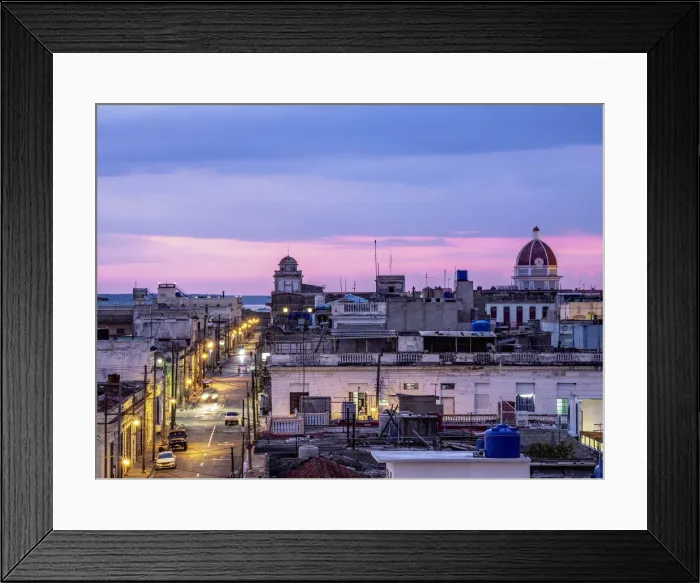 Framed Print : Old town at dusk, elevated view, Cienfuegos, Cienfuegos Province, Cuba Framed Print : Old town at dusk, elevated view, Cienfuegos, Cienfuegos Province, Cuba