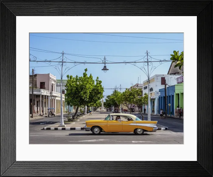 Framed Print : Vintage car at Paseo El Prado, Cienfuegos, Cienfuegos Province, Cuba